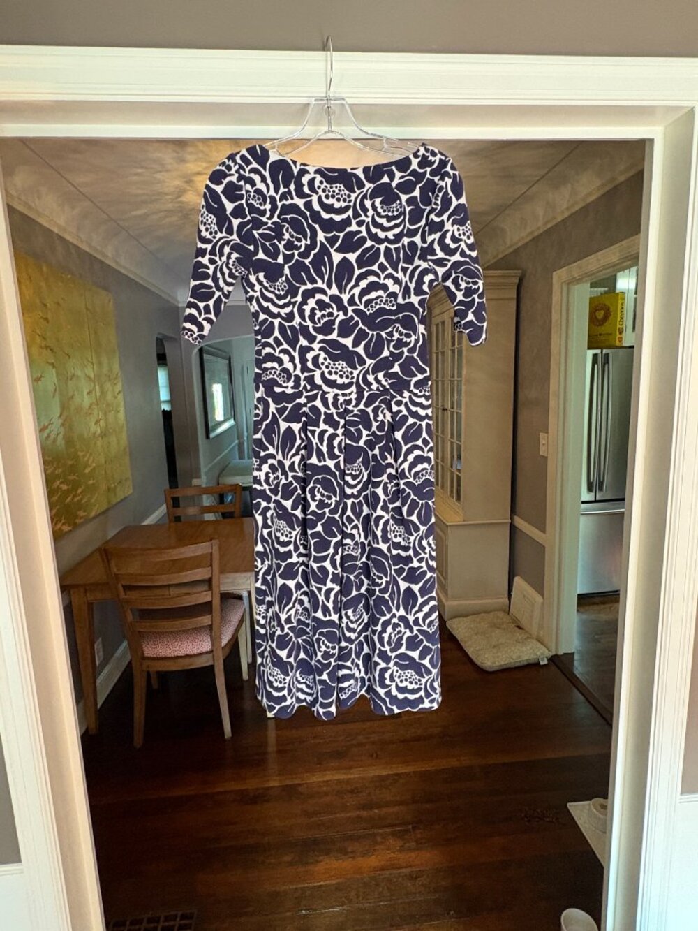 NWOT Boden Lindsey Navy & White Peony Floral Ponte Jacquard Mini Dress. Size 4L - Picture 8 of 10